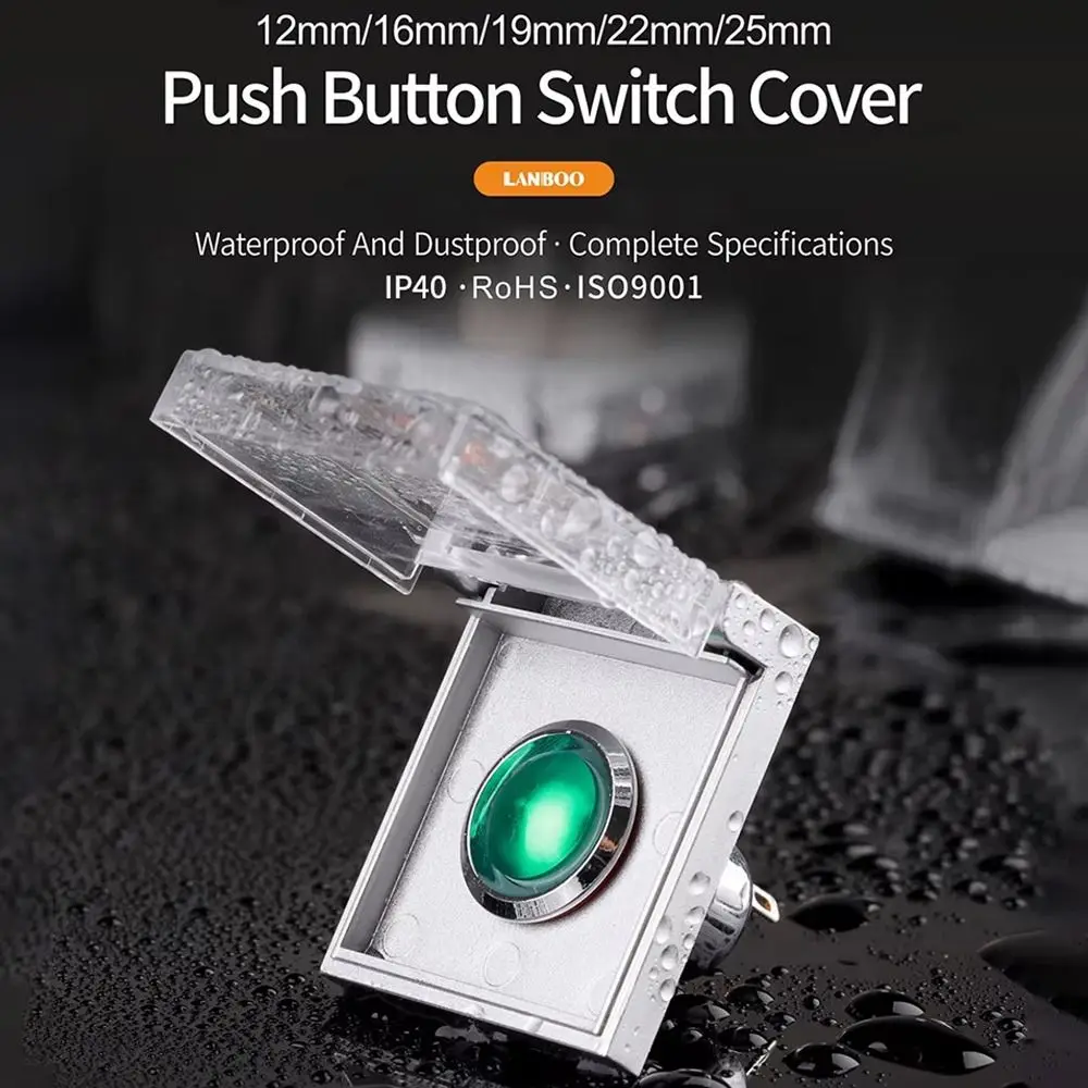 1Pcs 12/16/19/22/25mm Button Switch Protective Cover ABS Base Plastic Switch Protection Cover Semi Transparent Nano Glue