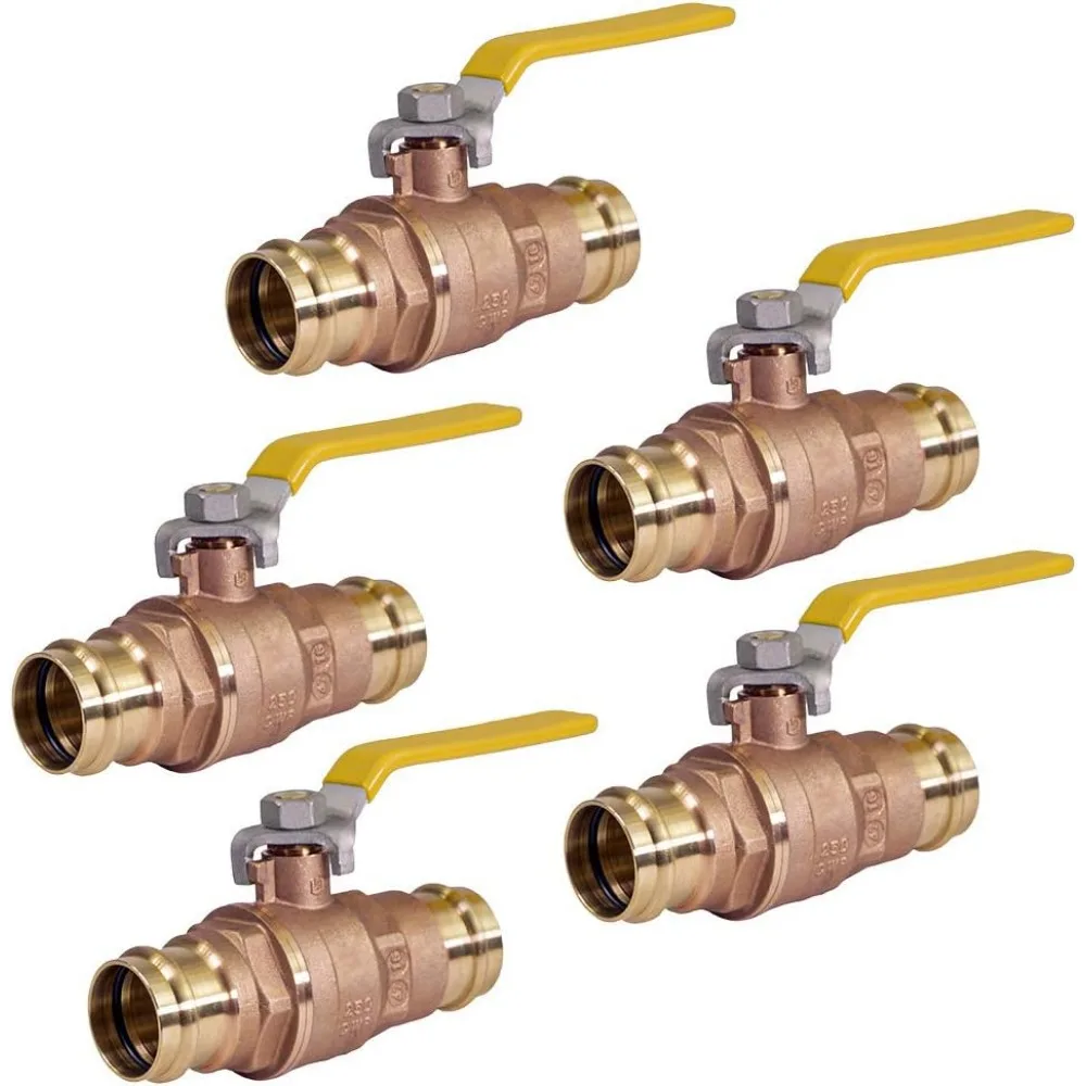 532VLV002 Double-O-Ring Press Ball Valve, with 2 in. Connections, Full Port, Water Shutoff, Brass (Pack of 5)