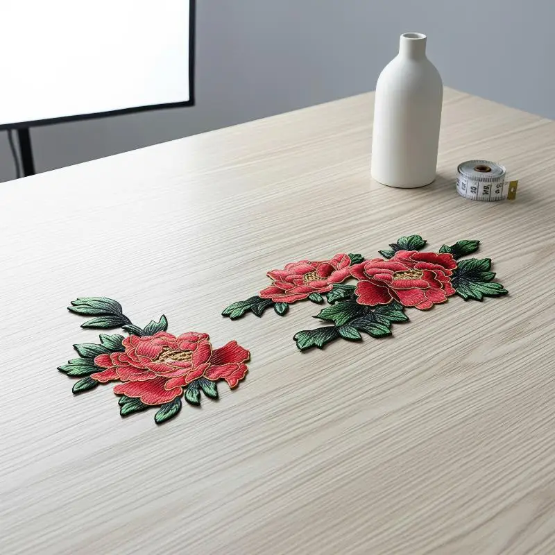 Peony Floral Applique Elegant Embroidery Patch DIY Sew on Craft Supply for Clothes Backpack Hat Handmade Art Creation