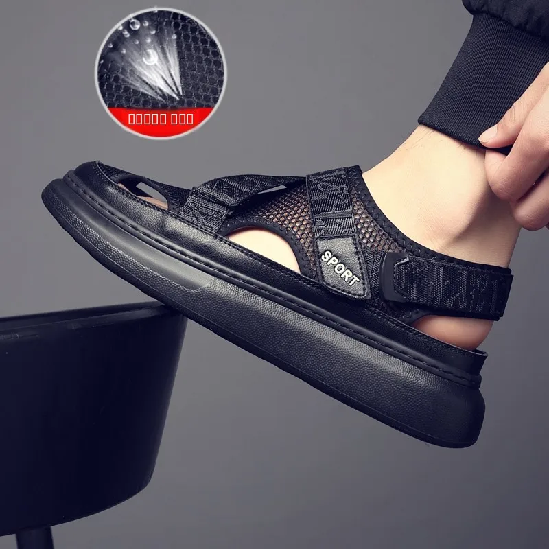 

Men's Summer Breathable Leather Sandals Anti-Odor Anti-Slip Beach oes Outdoor Me oes Thi Bot EVA Sole Casual Sandals