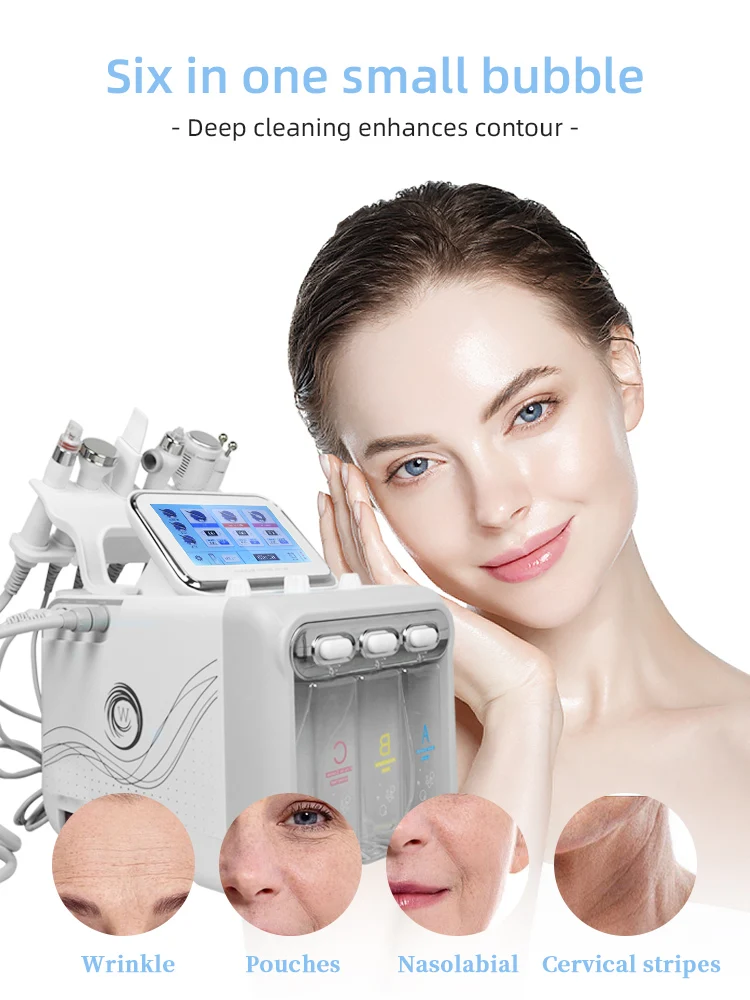 Máquina facial 6 en 1 Dispositivo de cuidado de la piel de limpieza profunda Hydra Aqua