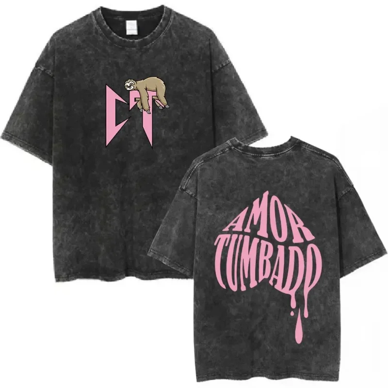 Nathanael Cano Nata Montana vintage washed T shirts ARCA tumbado short sleeve T-shirt men fashion casual cotton comfort T-shirts