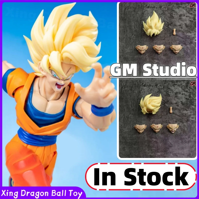 【24-hour Shipping】GM Studio Dragon Ball SHF Super Saiyan Son Goku Head Sculpt Accessory Pack (Straight Hair / Flowing Hair)