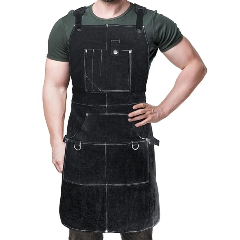 Long Lasting Welding Apron Offers Full Coverage from Chest to Knees for Welders Craftsmen Easy Tool Storage and Access