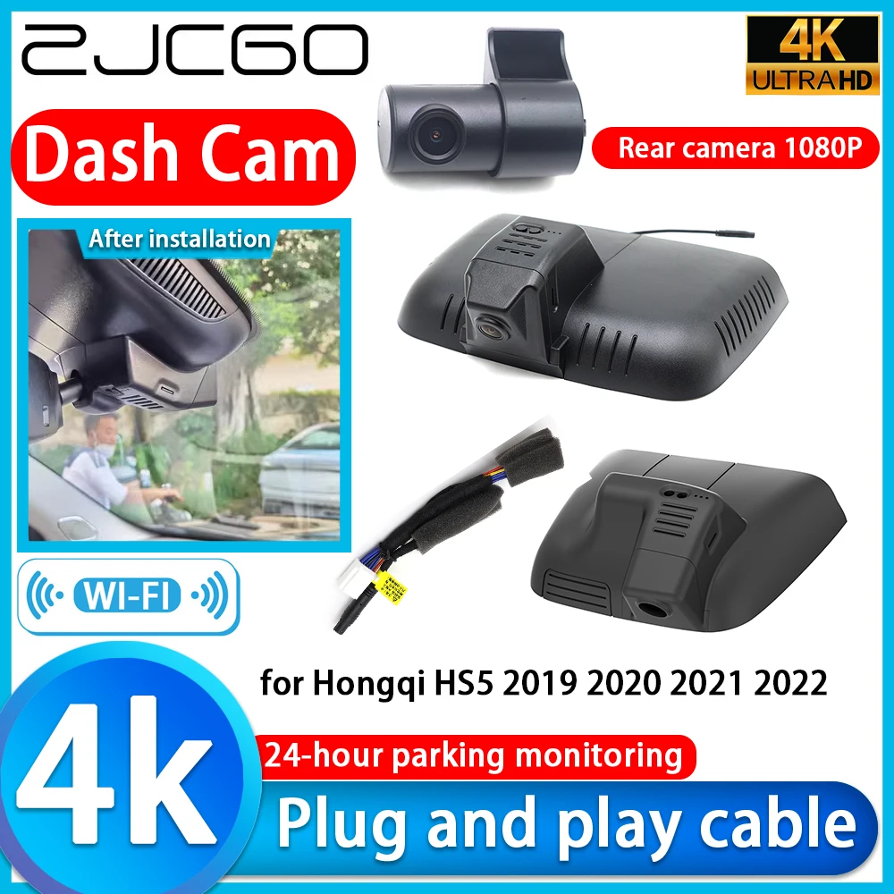 

ZJCGO Video Recorder 4K UHD Plug and Play DVR Dash Cam for Hongqi HS5 2019 2020 2021 2022