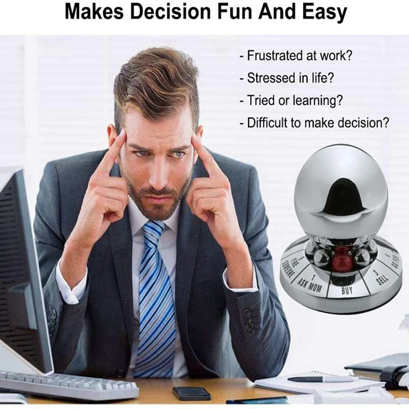 1 Piece Decision Maker Ball Home Office Anti-Stress Decompression Toy Desktop Decoration Gift Silver