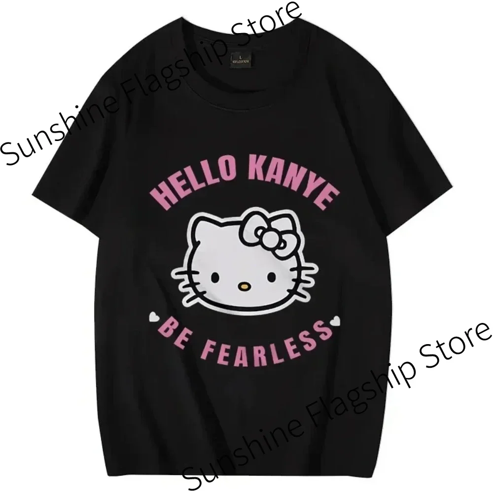 Kanye West Hello Be Fearless Graphics T Shirt Men Women Fashion Hip Hop Streetwear Loose Short Sleeve Unisex Tee