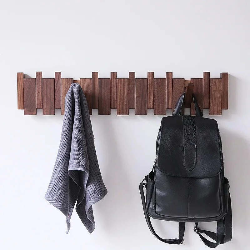 Nordic Solid Wood Piano Key Wall Mounted Coat Hook Rack Entryway Clothes Storage Furniture