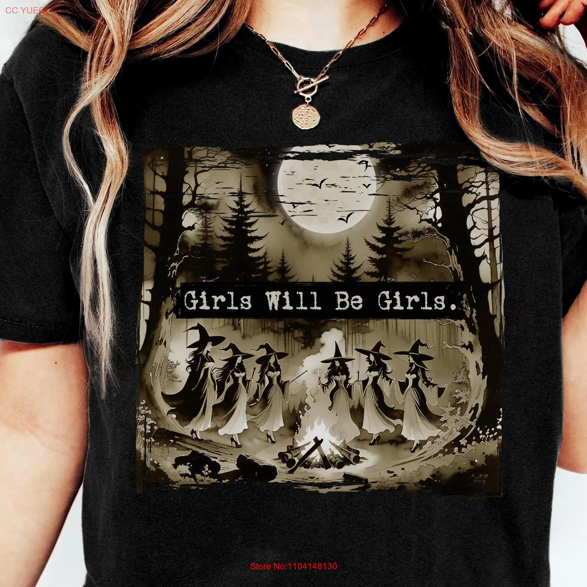 Girls Will Be Comfort Colors T Shirt Retro Halloween Spooky Season Witchy Vibes Vintage Witch long or short sleeves