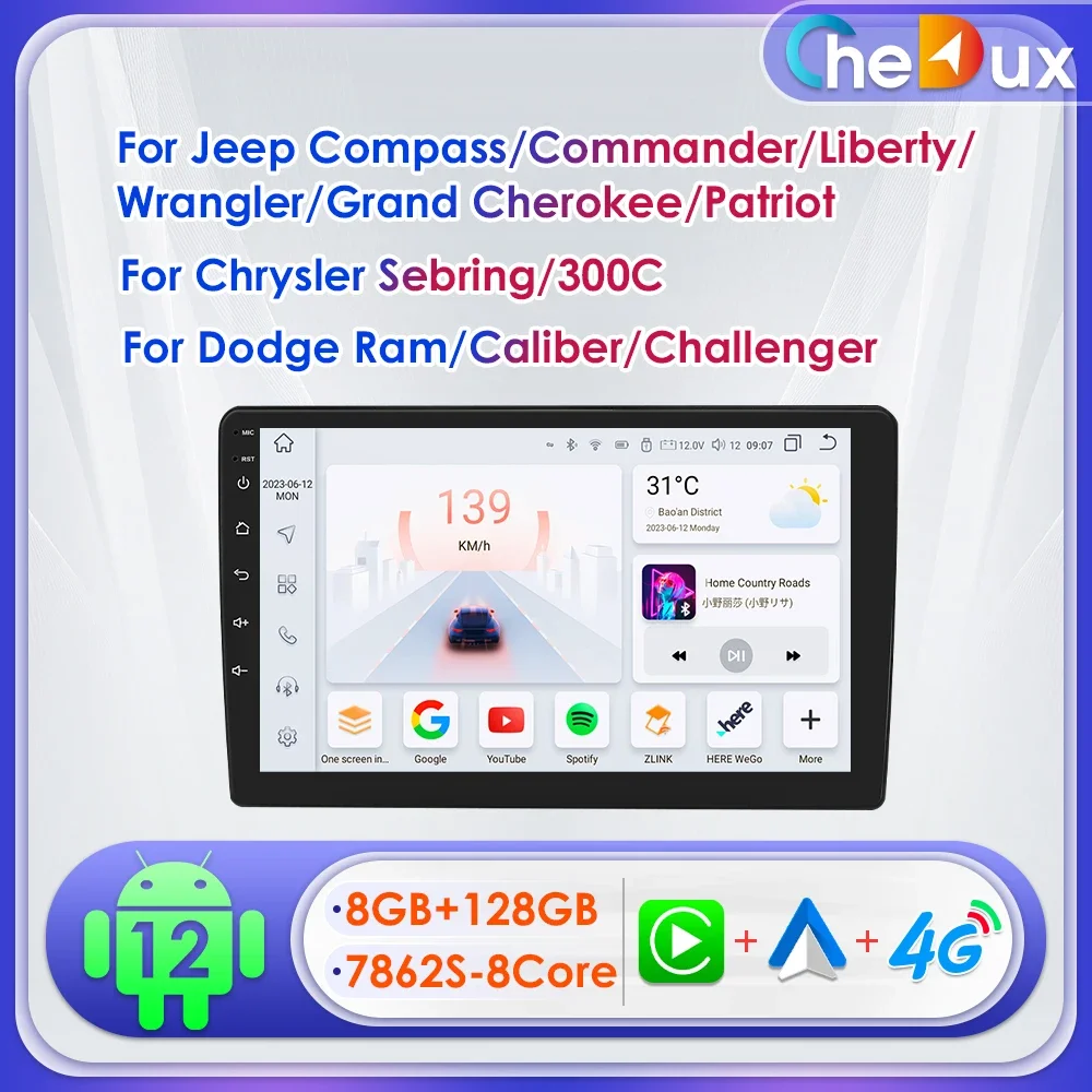 

10.1" Chedux 2Din Android Car Radio for Jeep Patriot Compass Commander Liberty Wrangler Dodge Stereo DSP RDS GPS BT 4G CarPlay