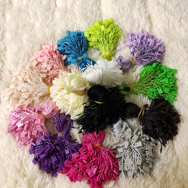 1000pcs waterproof Hang Tag String Snap Lock Fastener square end small jewelry Label Supplies for garment/bag/shoe/home textile