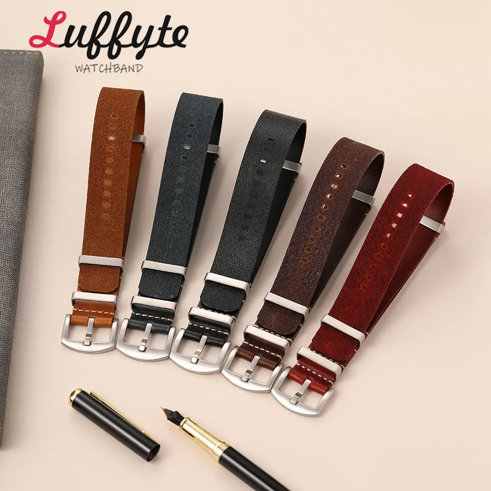 Vintage Men Oil Wax Skin Leather Watch Strap 18mm 20mm 22mm 24mm Soft Comfortable Replacement Wristwatch Band