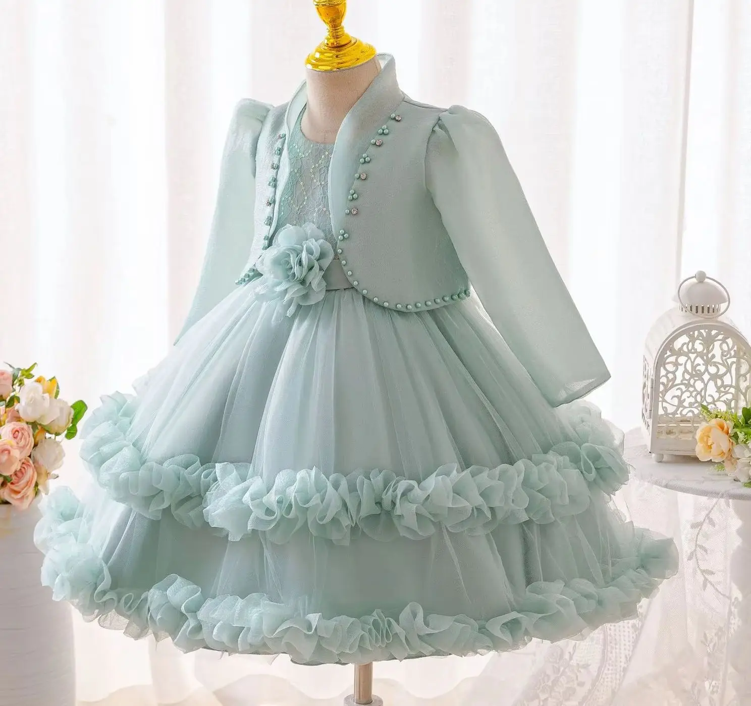 new-princess-dresses-for-elegant-girl-party-dress-2-pcs-set-sequins-long-sleeve-chiffon-kids'-clothes-3-to-8-year