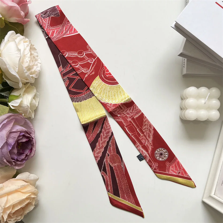 

Саржевый шарф Four Seasons, женский аксессуар в корейском стиле, многофункциональная лента для волос, подарок, украшение для ручки сумки