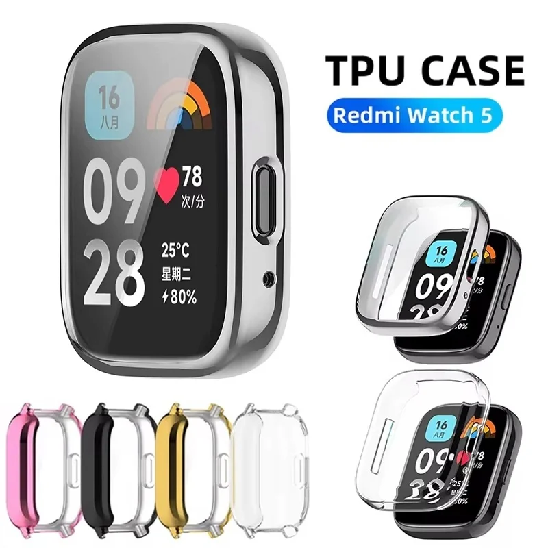 Silicone Case For Xiaomi Redmi Watch 5 Active/Lite Screen Protector Case Soft TPU All-Around Protective Bumper Shell Accessories