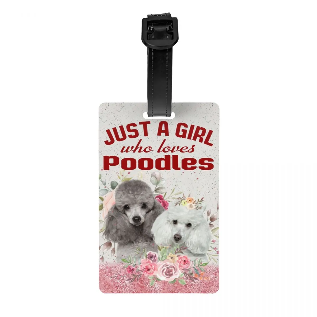 Custom Poodle Graphic Luggage Tag for Suitcases Pudel Dog Lover Privacy Cover ID Label