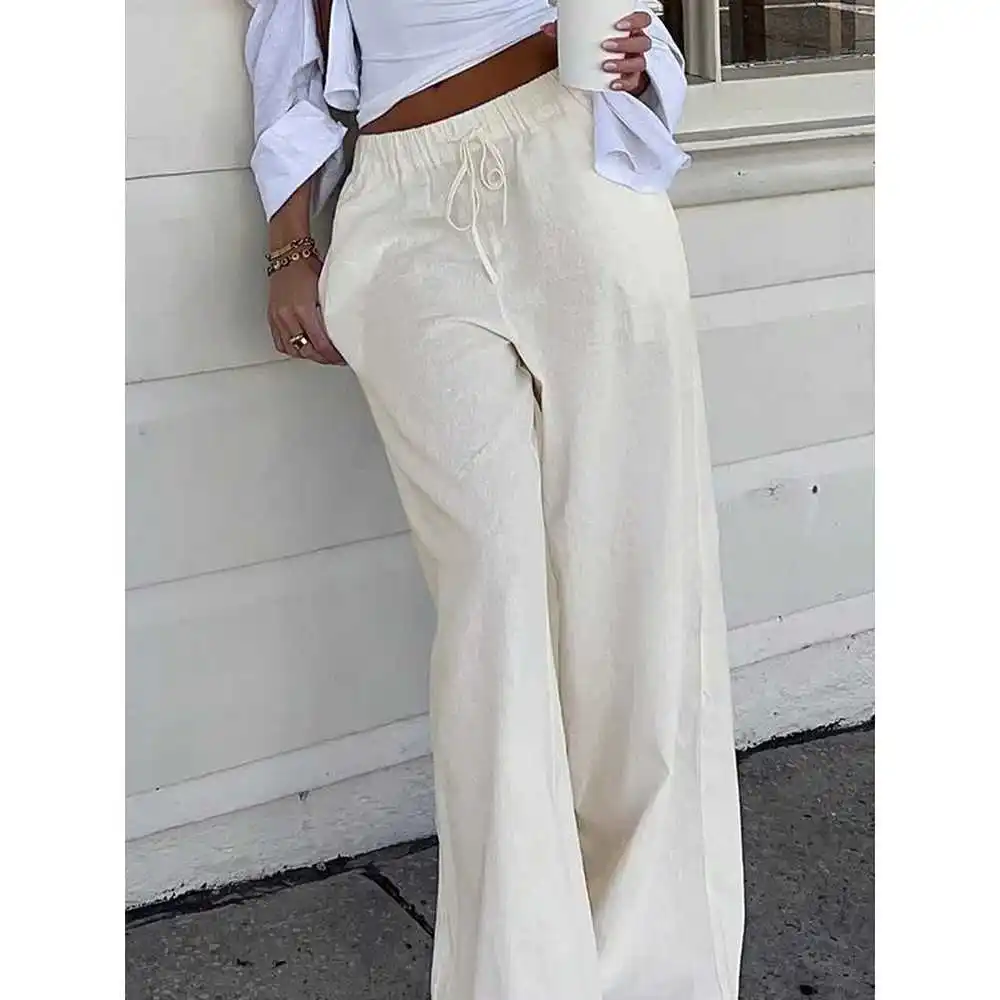 Feminino simples soilolor dstring calças casuais outono 2025 faion senhoras calças premium para busin e casual wear