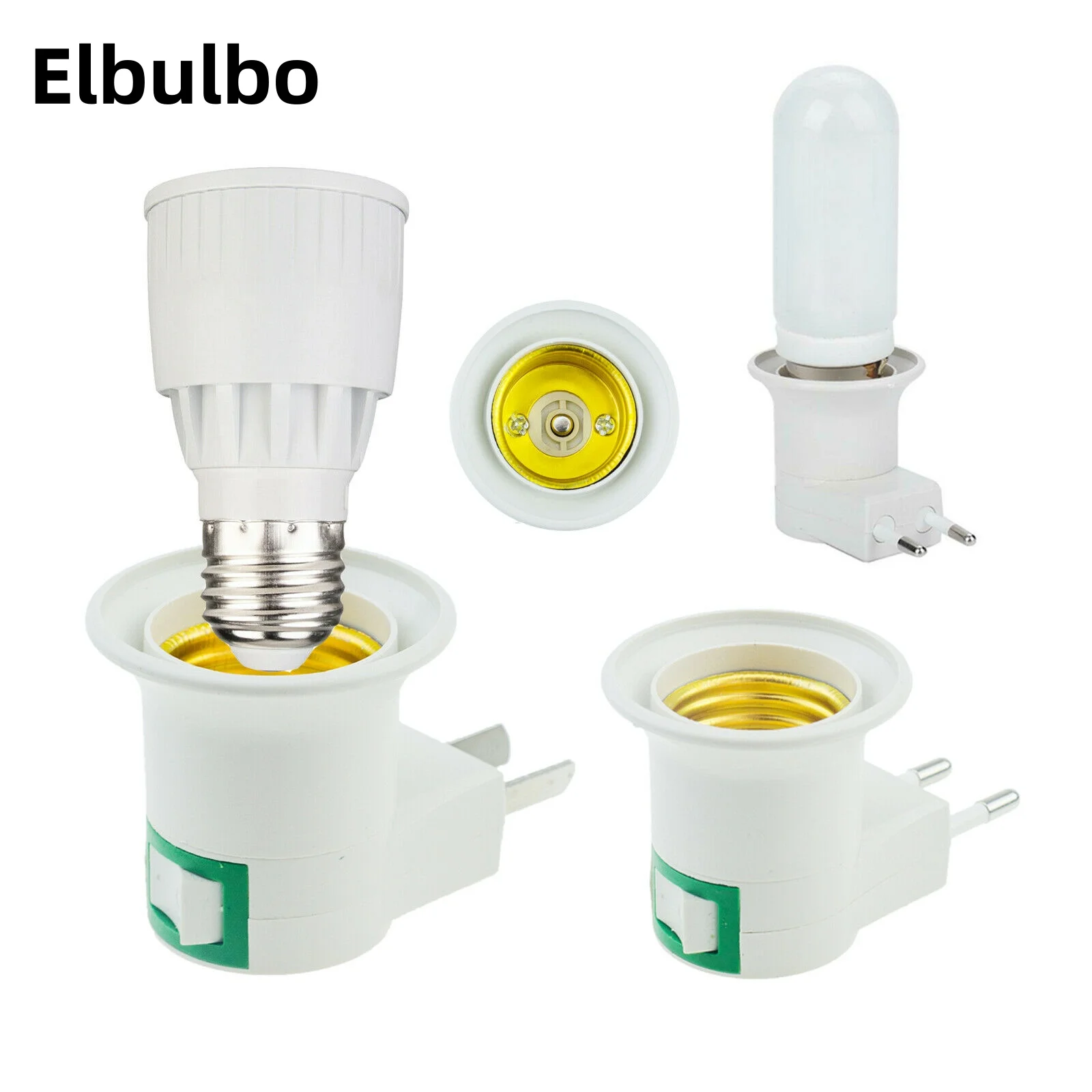 E27 elbulbo ช่องเสียบสวิตช์ไฟ LED, EU, US, ปลั๊กซ็อกเก็ตประหยัดพลังงานโคมไฟโต๊ะ LED, สวิทช์, ฐาน LED แบบพกพาที่วางโคมไฟ