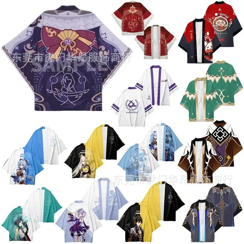 Color Cosplayer Kimono Cloak Anime Genshin Impact Haori Cosplay Costume Men Top Japanese Style Loose Cardigan Harajuku Jacket