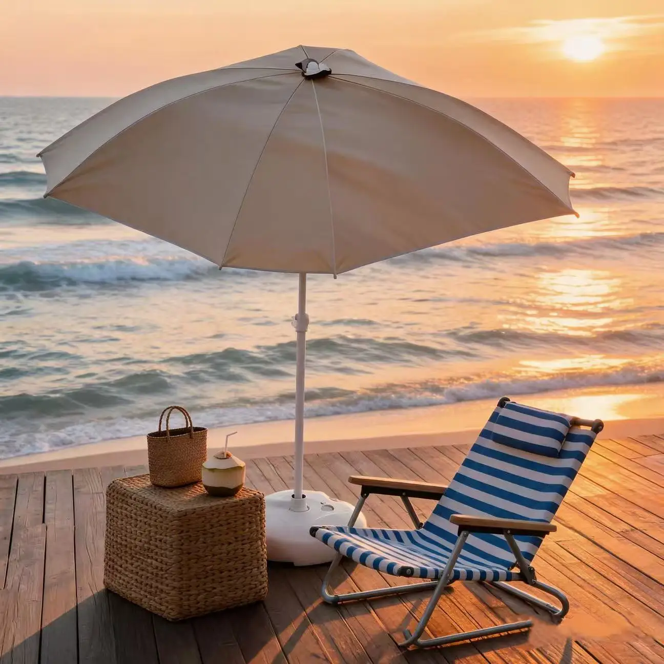 Bohemian Tassel Decor Patio Umbrella - Retro Cream Fringe Parasol, Instagram Aesthetic Vibe Outdoor Shade, Perfect for Backyard