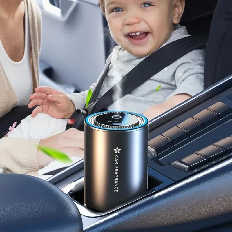 Smart Car Aromatherapy Machine Portable USB Rechargeable Cup Holder Diffuser Air Freshener Car Fragrancer Ambient Light Ornament