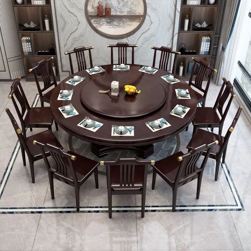 *For Solid wood dining table bjflamingo 8-seat wooden revolving dining table with chairs
