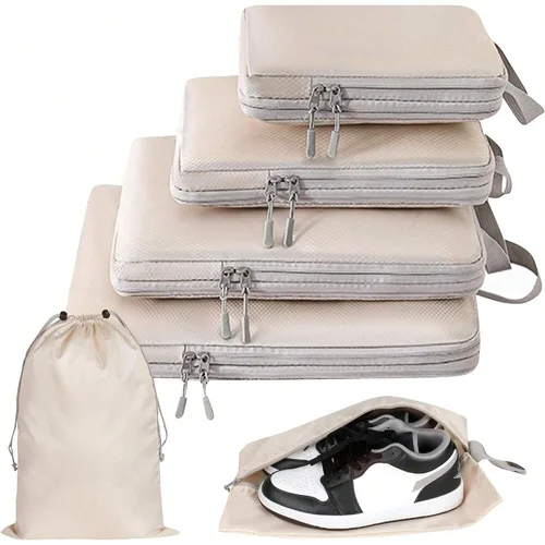 Juego de/6 uds. De bolsas de almacenamiento de viaje de embalaje comprimible, cubos, maleta impermeable, portátil de nailon con bolso, organizador de equipaje Ryanai