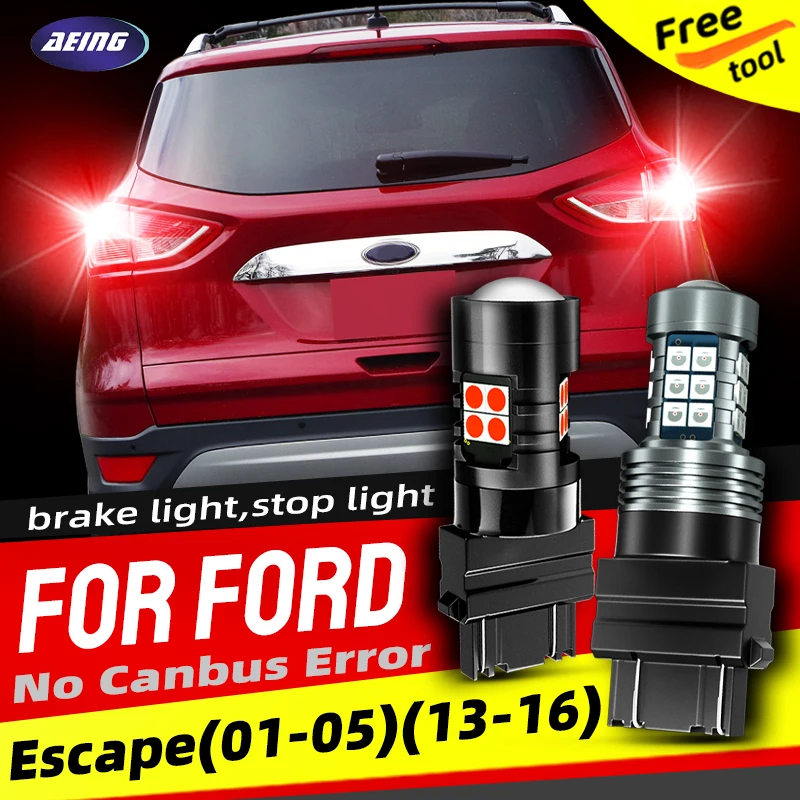 2pcs Car LED Brake Stop Lights Blubs Red For Ford Escape 2001 2002 2003 2004 2005 2013 2014 2015 2016