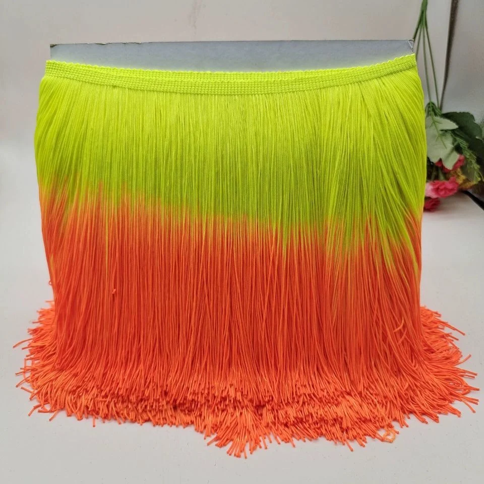 Two-Tone 20CM Fringe Tassel Trimming Per Yard Lace Nylon Quilting For Patchwork DIY Decorative Accessory Latin Dress Handwork