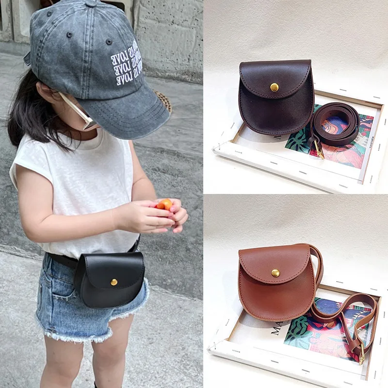 

Fashion Retro Children's Fanny Pack Baby Girls PU Leather Small Pocket Shoulder Crossbody Bags Kids Chest Bag Coin Purse