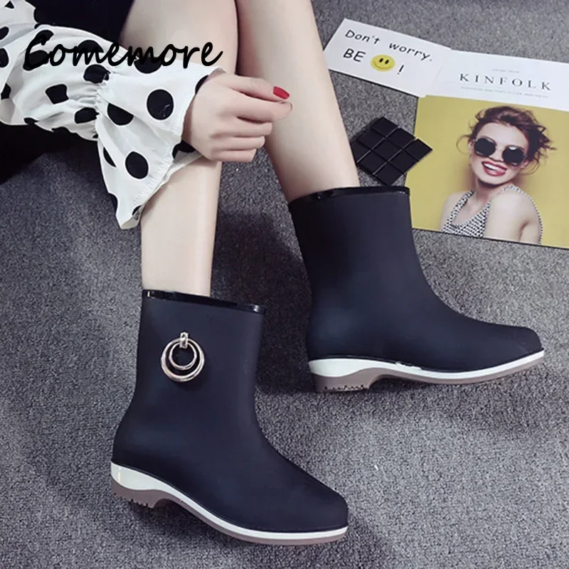 New Fashion Rainy Day Casual Non-Slip Waterproof Short Women's Rubber Boots Rain Boots Spring And Autumn Women's Shoes