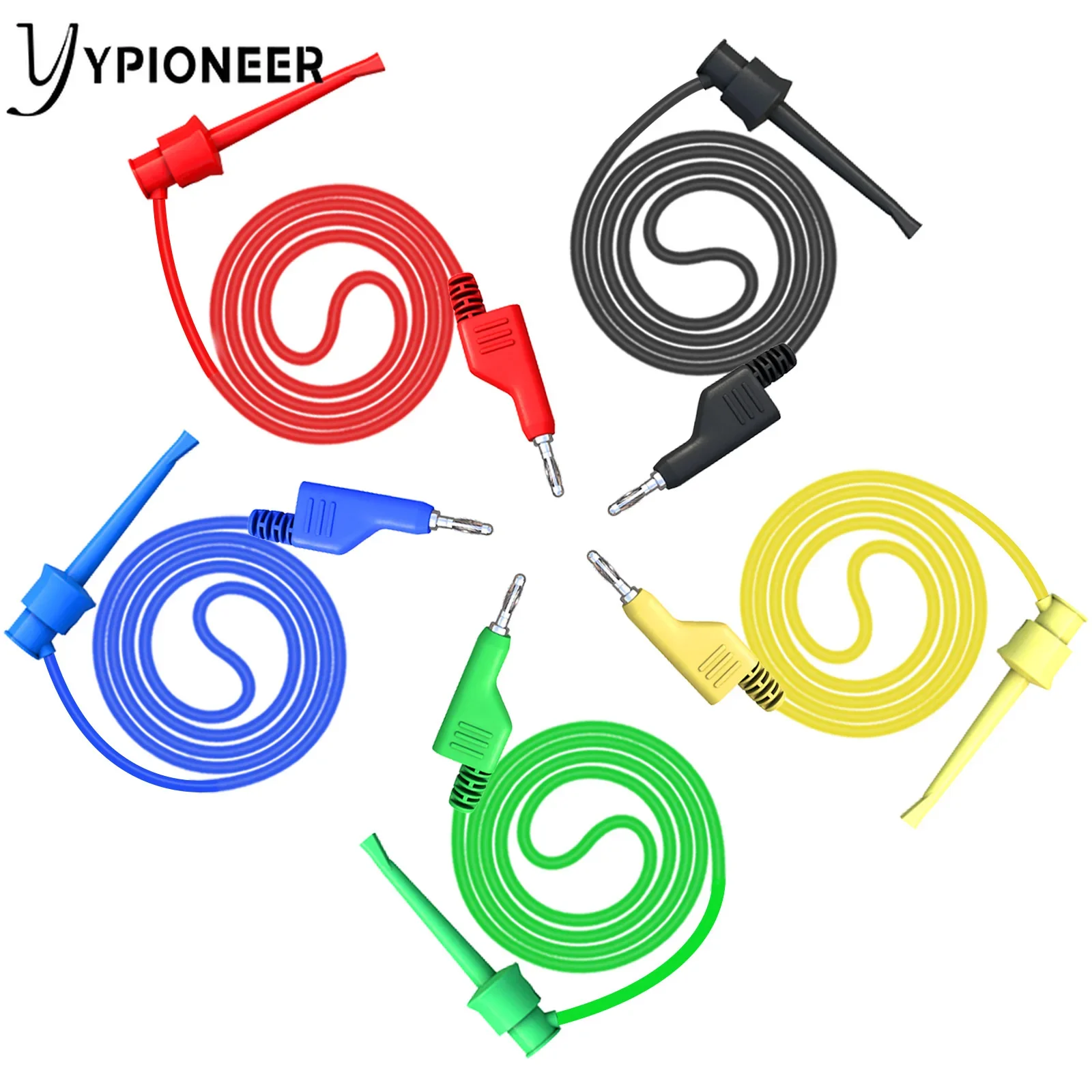 YPioneer P1045 5PCS 4mm Spina a banana impilabile per Mini Grabber Gancio di prova Clip Puntali Cavi Cavi Fili per test elettrici