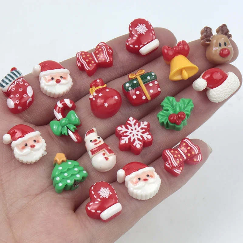 30Pcs/300pcs Resin Christmas Collection Series Flat DIY Hairpin Children Handmade Accessories Scrapbook Decor Earrings Handmade