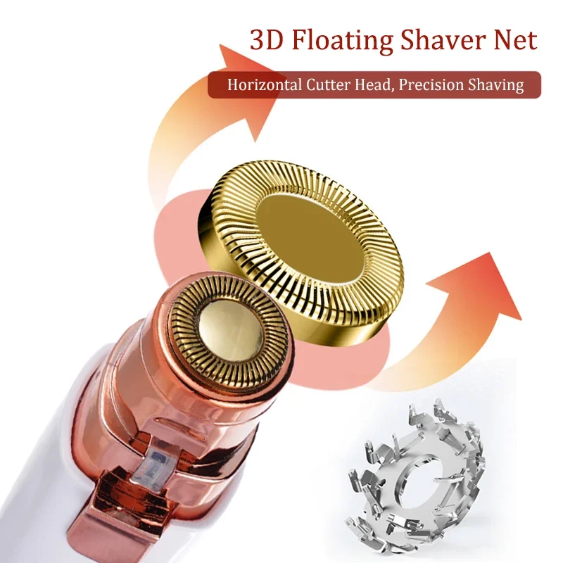 2 IN 1 เครื่องโกนหนวดเลดี้แบบชาร์จไฟได้ไฟฟ้าคิ้ว T Rimmer หญิงร่างกายลิปสติกรูปร่างกําจัดขนไม่เจ็บปวดมีดโกนเครื่องโกนหนวด