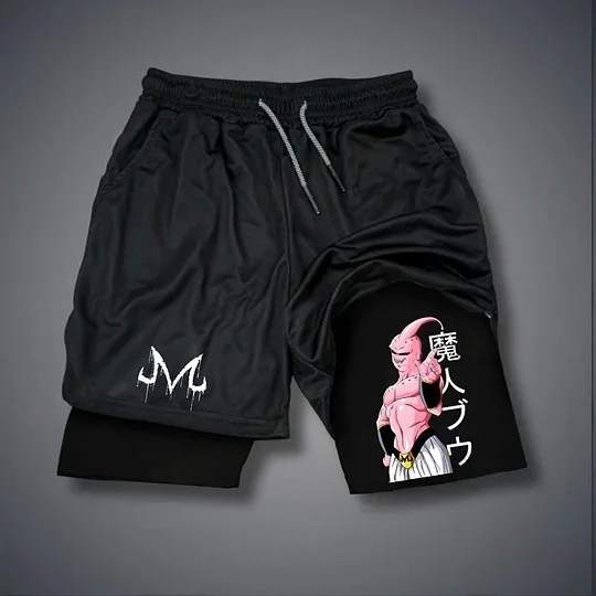 Officiële Dragon Ball Z-shorts uit 2025 - Goku dubbellaagse ademende sportshorts voor heren, Y2K-stijl losse pasvorm en zweetabsorberend