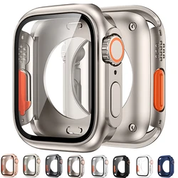 Coque de protection d'écran pour Apple Watch, coque pare-chocs avant et arrière en PC dur pour iWatch 9, 8, 7, 6, 5, 4, 44mm, 45mm, 40mm, 41mm