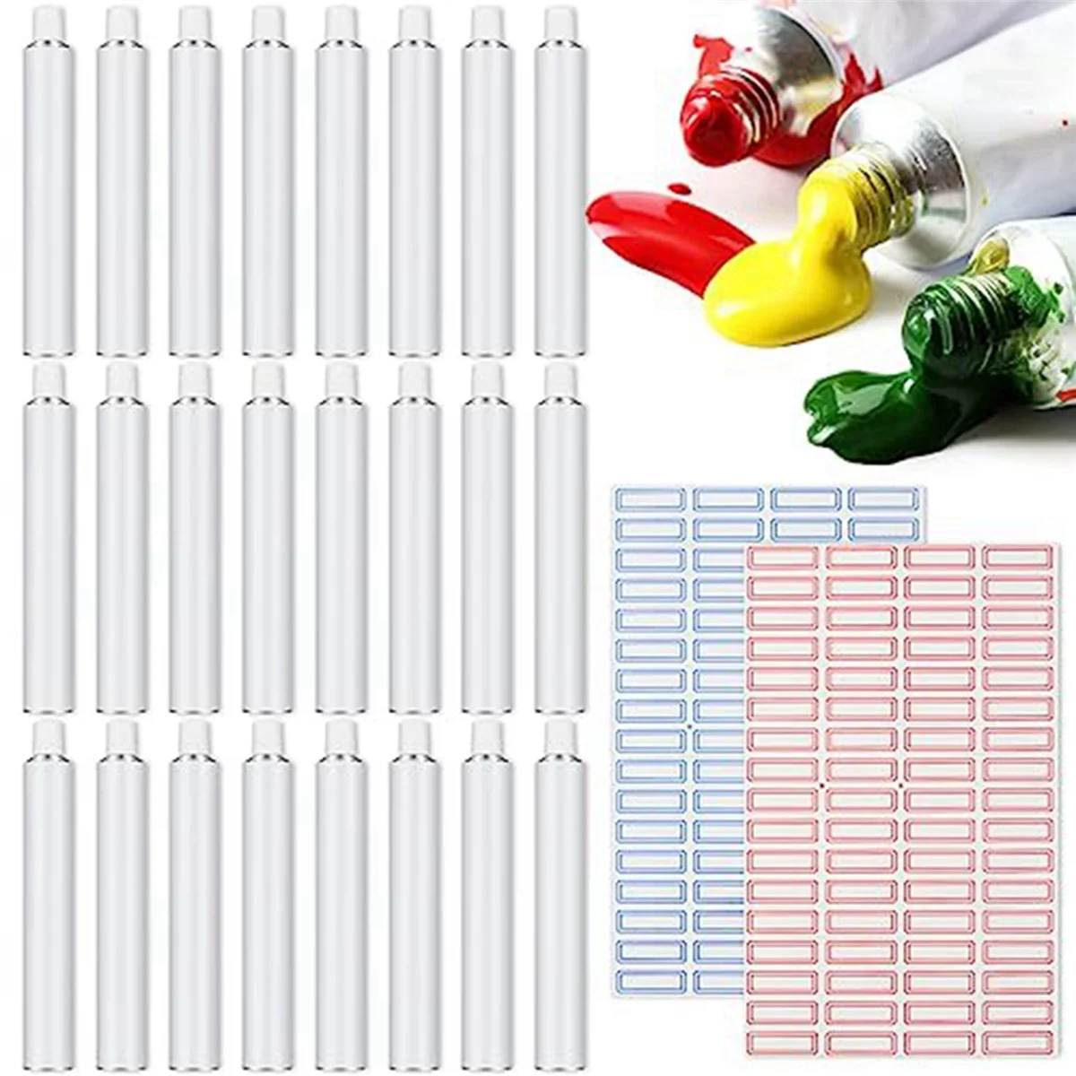 2025+24개 빈 알루미늄 페인트 튜브 20ml 페인트 튜브, 페인트 제작 및 잔여 아크릴 오일 보관용