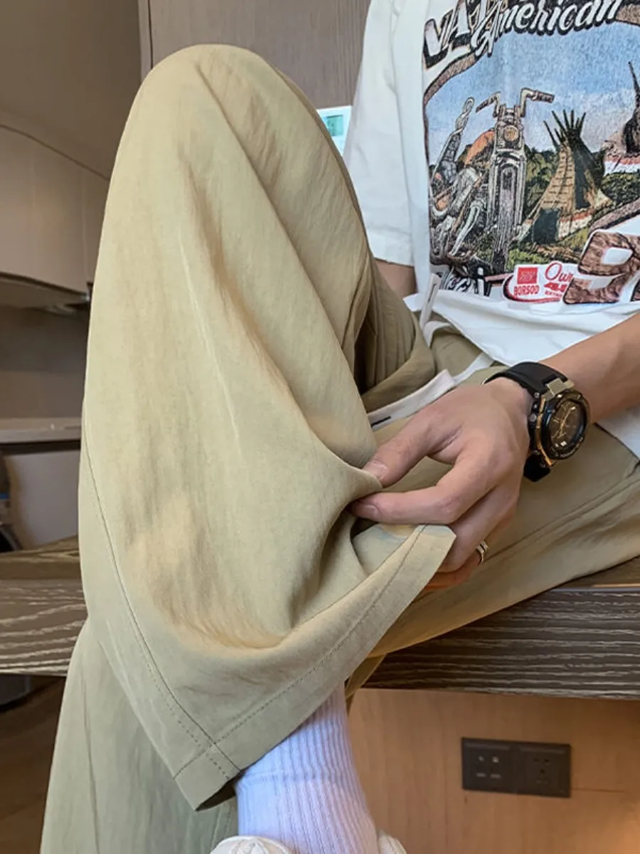 Summer Cotton Linen Casual Pants Men's Loose Straight Tube Sports Trousers Drapey Style Versatile Trendy Brand New Model