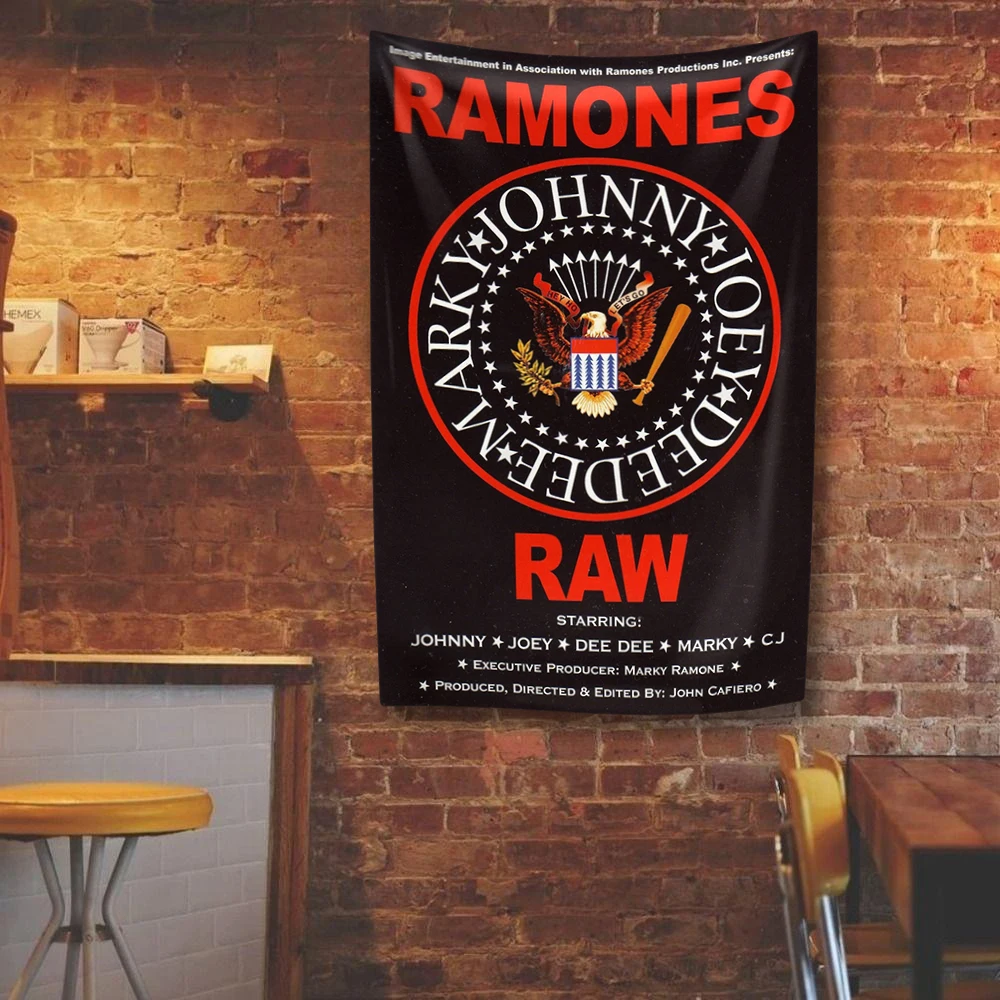 American Rock Band Tapestry R-Ramones Punk Music Print 4 Holes Flag Home Decor Wall Hanging Bedroom Dorm Backdrop Concert Banner