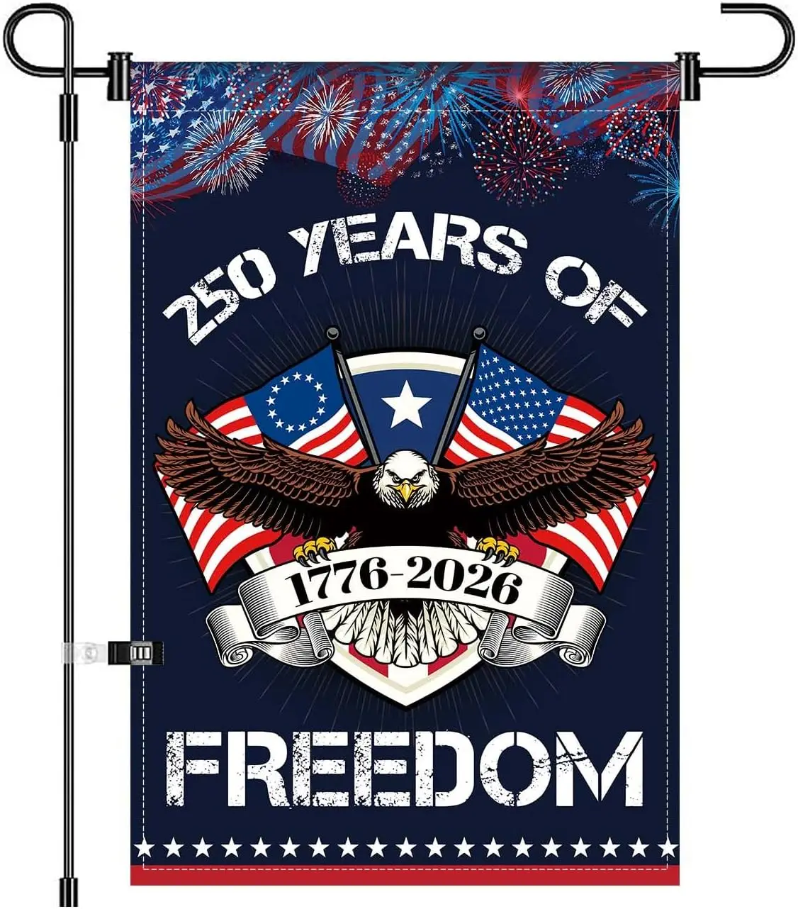 250 Years Of Freedom Garden Flag 1776 2026 Patriotic Banner Design with Eagle 12x18 Inch Double Sided (F5) YYQ GGO