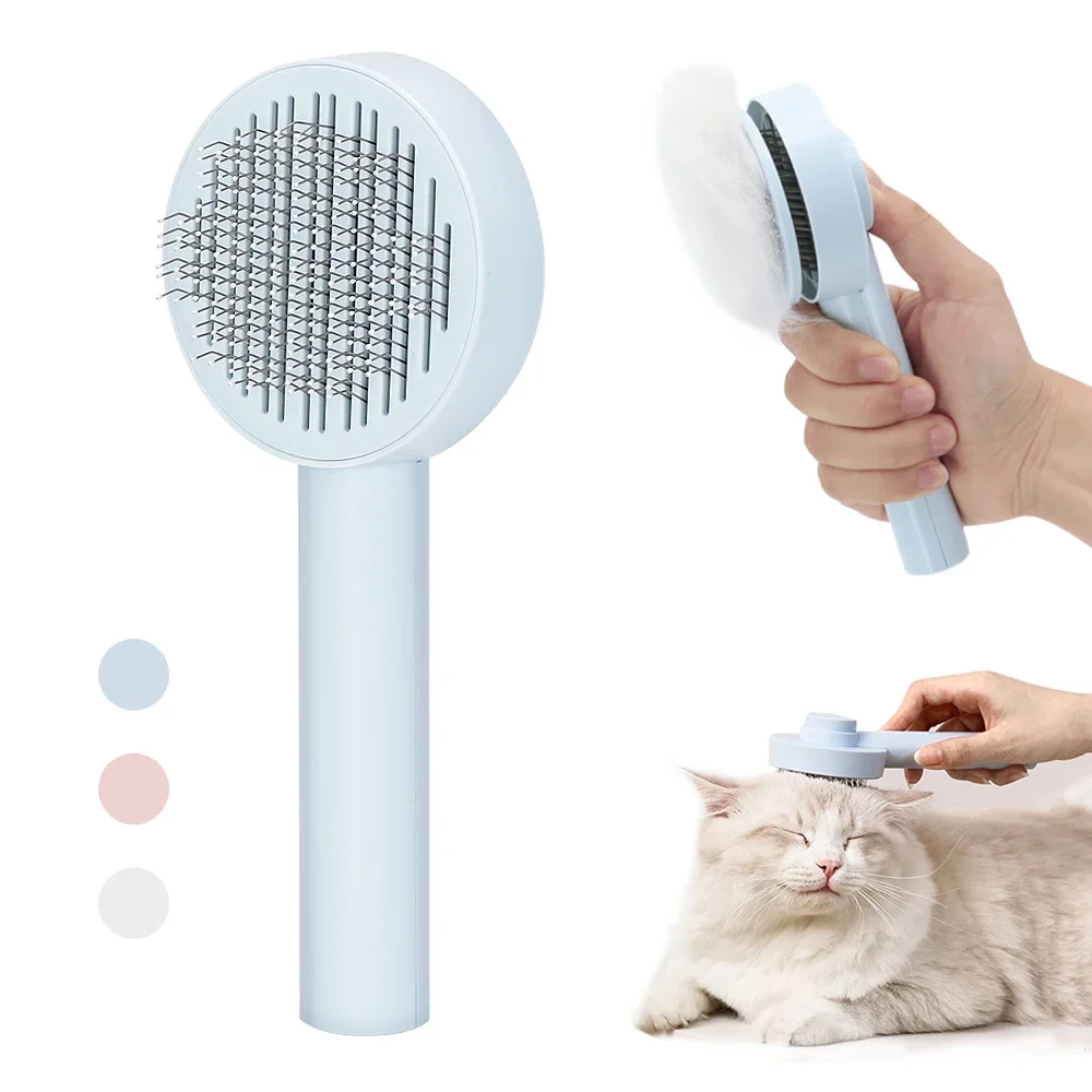 Cat Brush Pet Hair Removal Comb Self Cleaning Slicker Brush Pet Grooming Tool For Dogs Cats Hair Comb Removes Cat Accessories