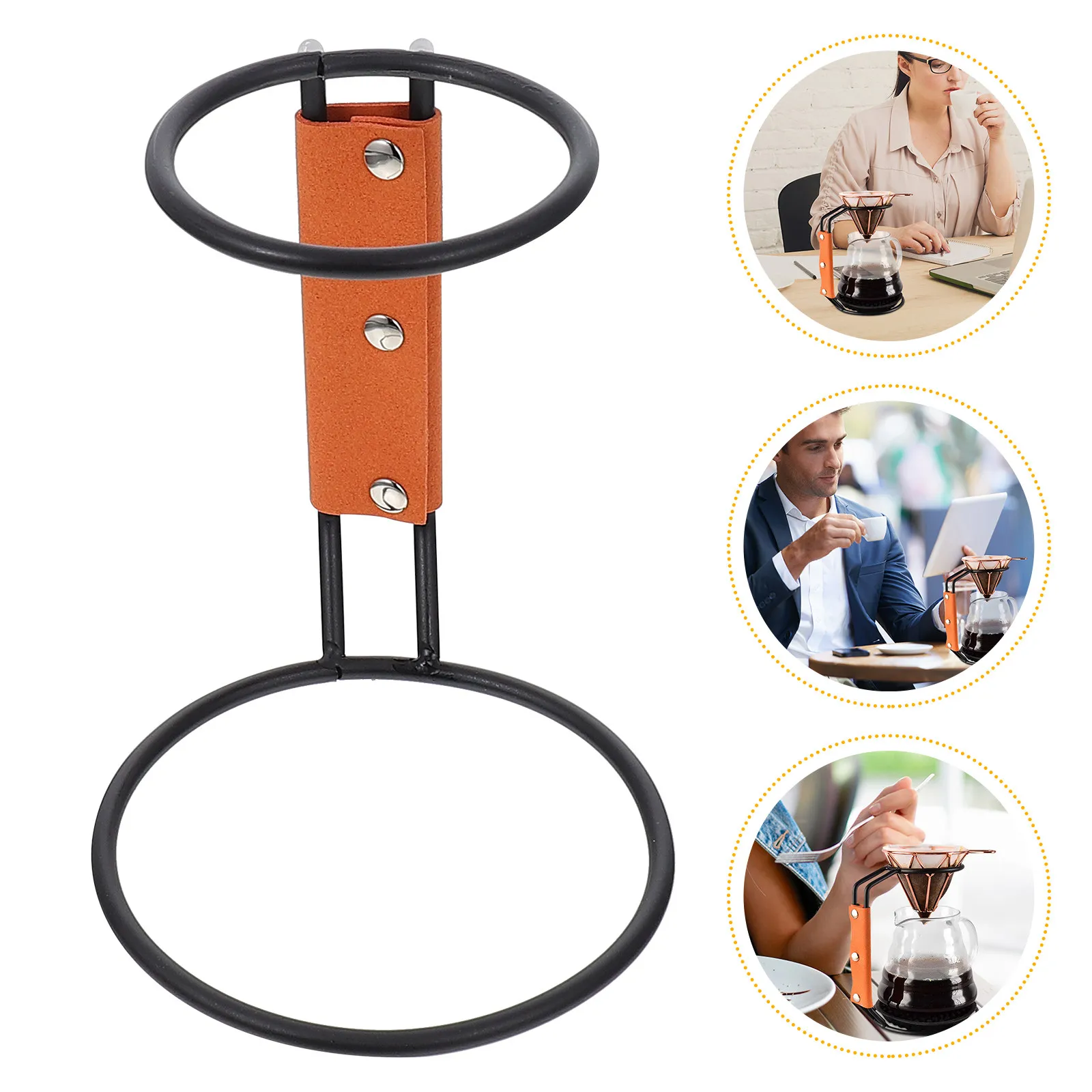 

1Pcs Coffee Dripper Stand Iron Base Black Manual Welding Strong Bearing Non-Slip Handle Filter Cup Holder for Home