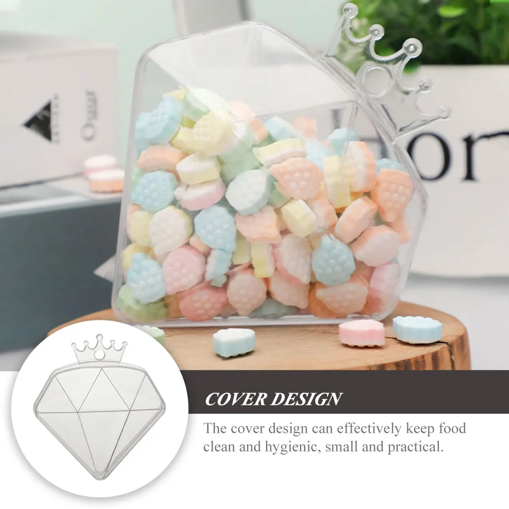 

6pcs Transparent Crown Design Plastic Candy Boxes Decorative Storage For Party Wedding Bridal Shower Snacks Packaging Gift Guest