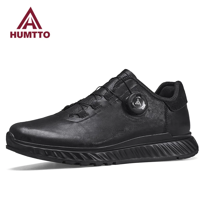 HUMTTO – chaussures de sport respirantes de luxe pour hommes, baskets de course, de marche, de Tennis, imperméables, noires, de styliste