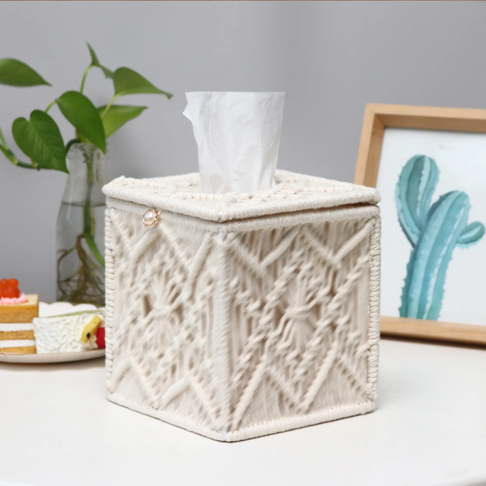 

Nordic Household Daily Necessities Tissue Box, Creative Cotton Rope Woven Paper Box