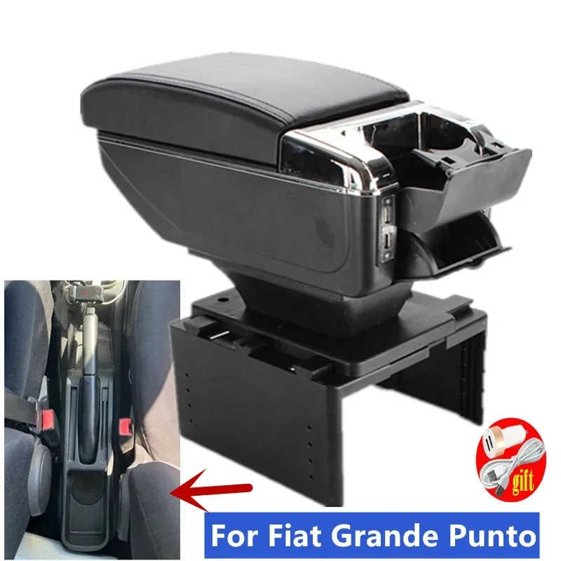 

NEW For Fiat Grande Punto Armrest box For Fiat Punto car armrest box central Storage Interior Retrofit with USB Car Accessories