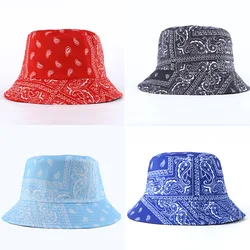 Women's Paisley Printed Bucket Hats Double-sided Bandana Panama Caps Men Outdoor Sport Sun Protection Fishing Fisherman Hat Bob