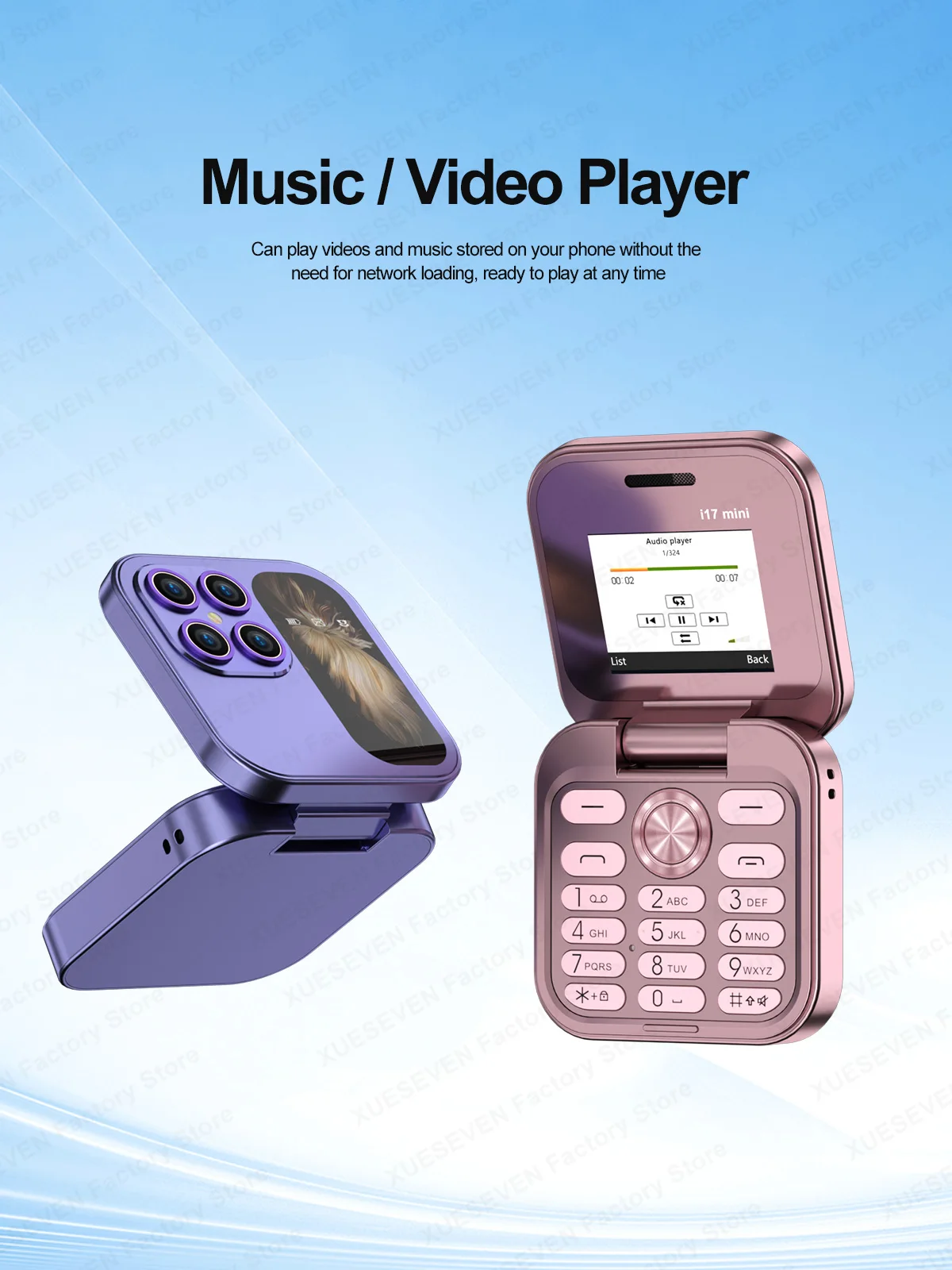 2025 Hot Sale SERVO I17Mini 2G Small Flip Mobile Phone 2 SIM Speed Dial Magic Vioce MP3 Flashlight Mini Fold Cellphone FM Radio