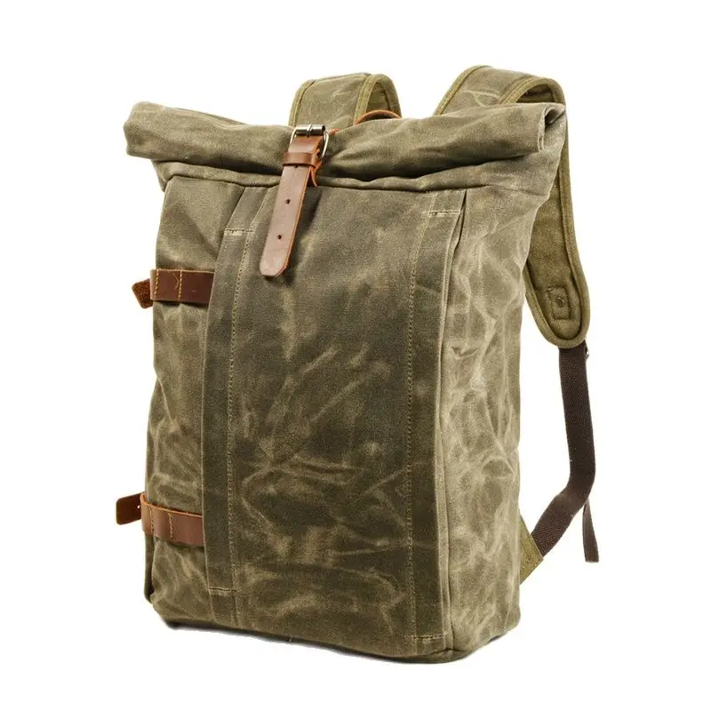 

World War II Retro Military Wind Oil Wax Canvas Computer Backpack Outdoor Leisure Large Capacity Anti-theft Travel Backpack Men