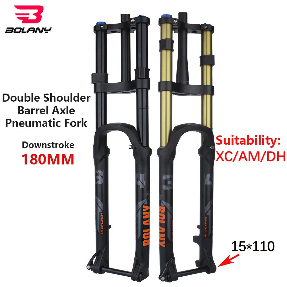 BOLANY MTB Thru Axle Boost Suspension Fork Mountain Bike Air Resilience Rebound Adjustment 110*15MM Travel 175MM For XC/DH/AM